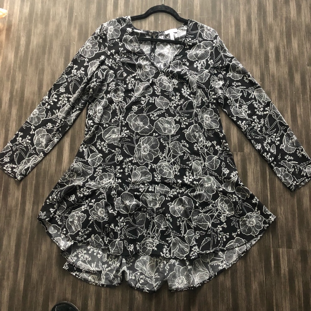 Leith floral long-sleeve shift dress